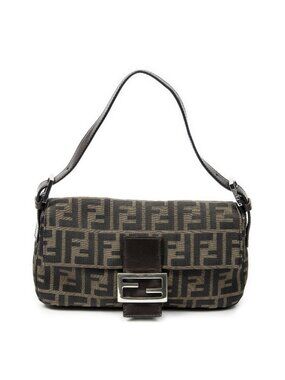 Fendi Baguette Brown Dark Zucca Canvas Messenger Bag